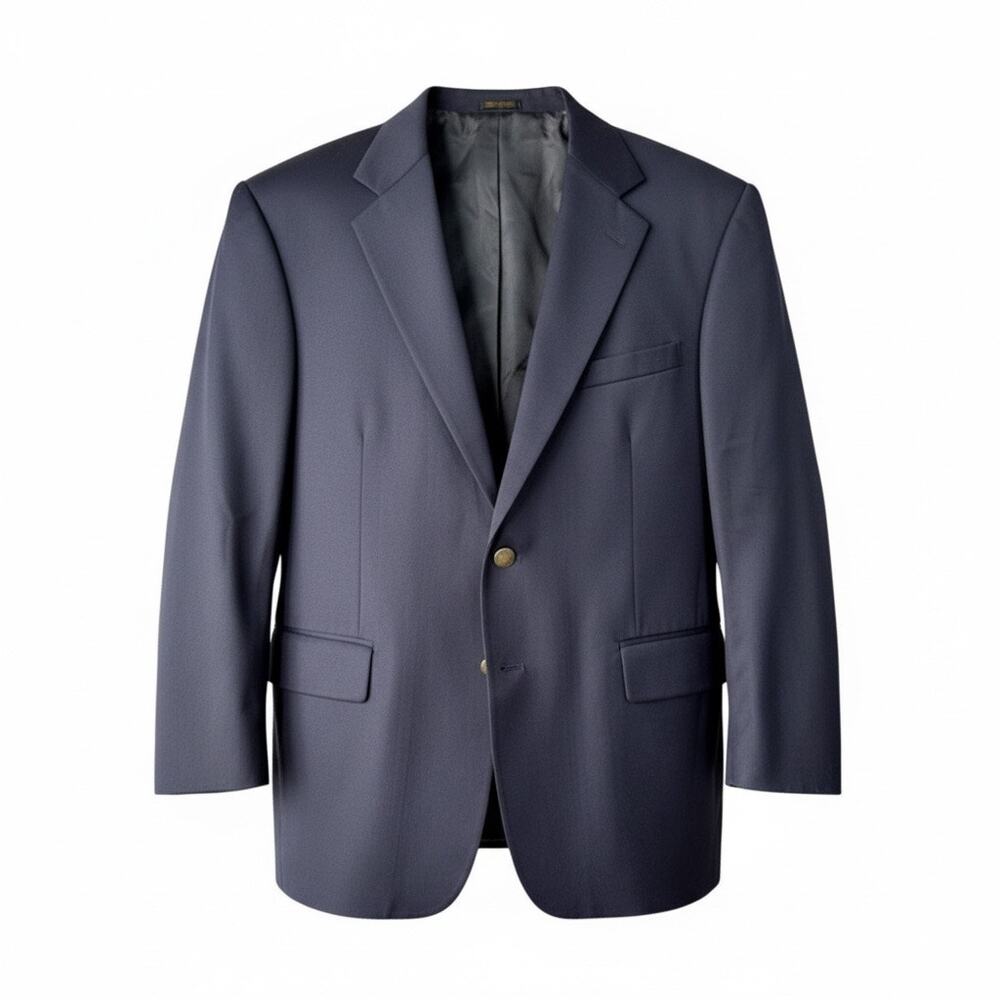 Vintage Oscar de la Renta Men's Navy‎ Blue 100% Wool Sport Coat 2 Button - 44R